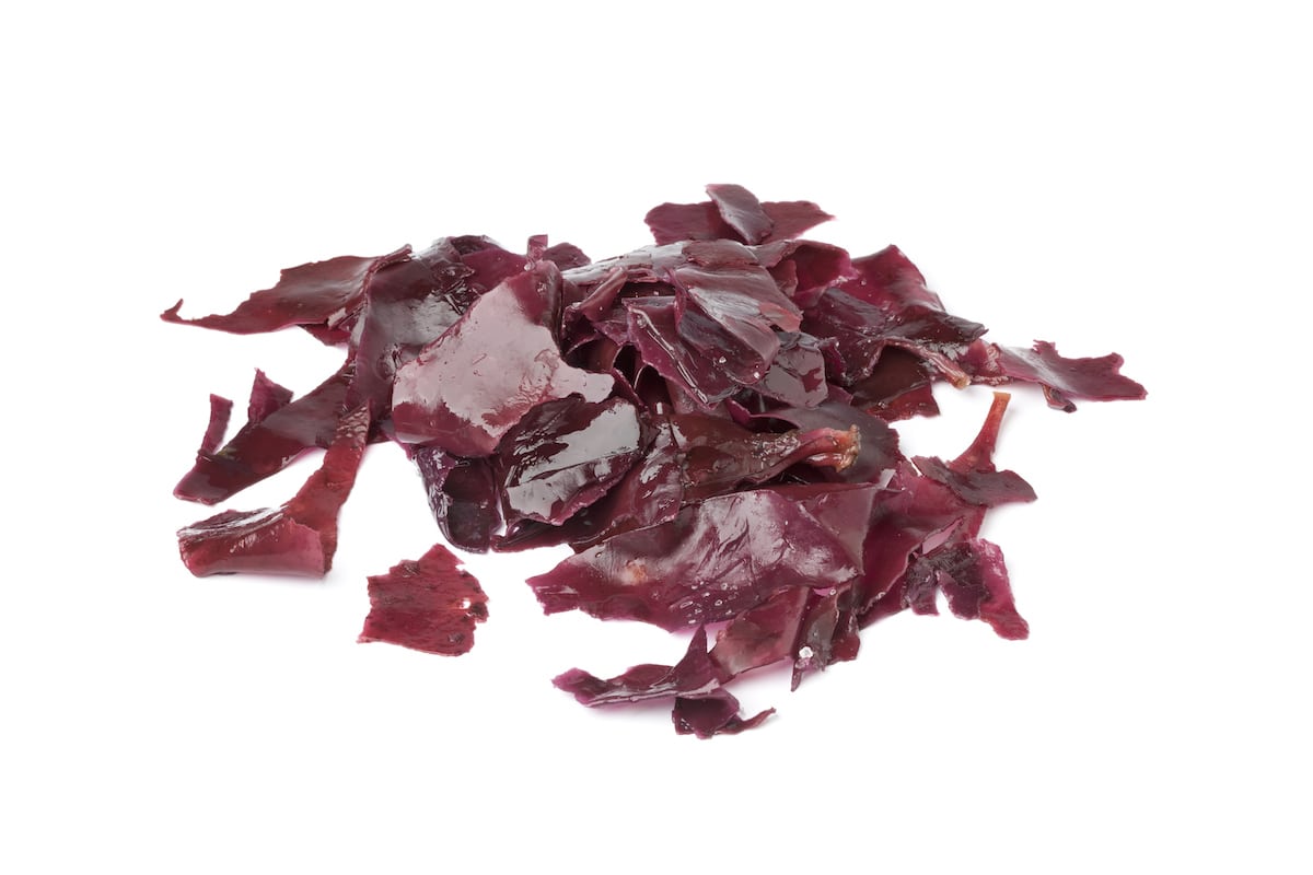 Salted Dulse Seaweed on white background