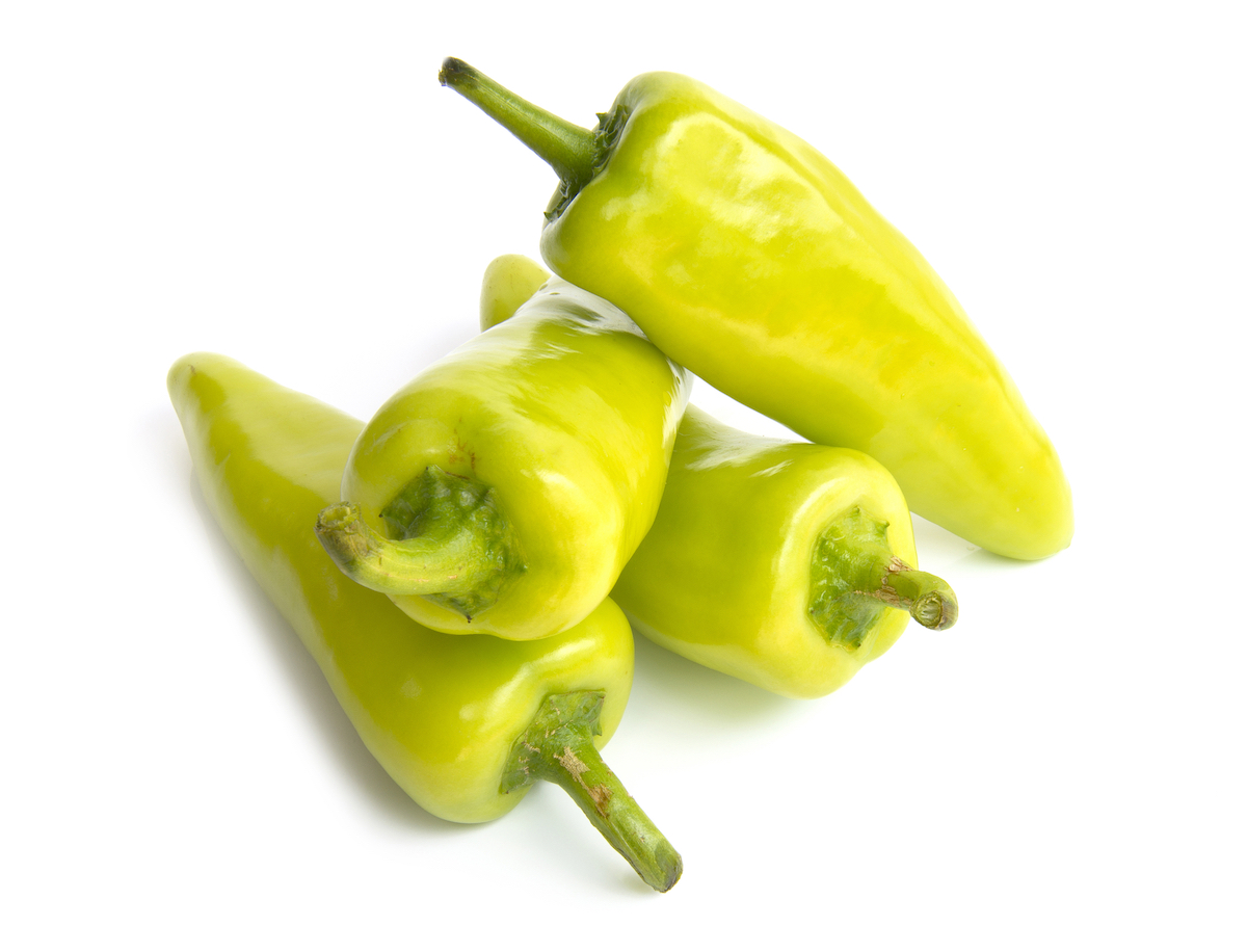 Cubanelle peppers on a white background - anaheim pepper substitute